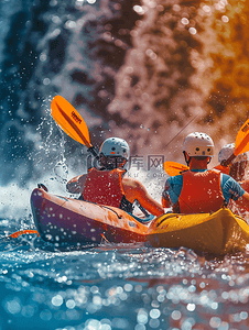 皮划艇比赛水花飞溅参赛选手激烈拼搏的简单介绍